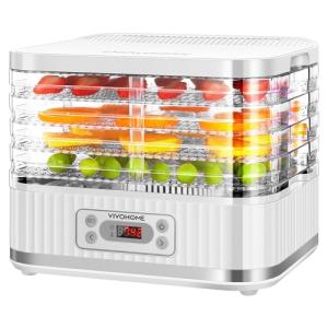 VIVOHOME Electric 5 Trays Food Dehydrator Machine, 400W Hydrator Machine with 72H Digital Timer and Temperature Control for Fruit Vegetable Meat Jerky Herb Beef Mushroom, White