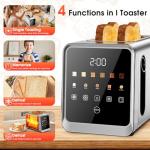 Touch Screen Toaster 2-Slice with 1.5" Wide Slots & Memory Recall | 900W Stainless Steel Smart Digital Toasters | 6 Shade Settings for Bagels & Thick Bread