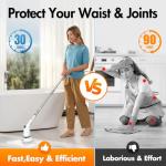 Electric Spin Scrubber,Cordless Cleaning Brush,Bathroom Shower Scrubber with Long Handle Adjustable,3 Speeds,IPX7 Waterproof,Digital Display,8 Replaceable Brush Heads for Tile Bathtub Car Kitchen Wall