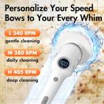 Electric Spin Scrubber,Cordless Cleaning Brush,Bathroom Shower Scrubber with Long Handle Adjustable,3 Speeds,IPX7 Waterproof,Digital Display,8 Replaceable Brush Heads for Tile Bathtub Car Kitchen Wall