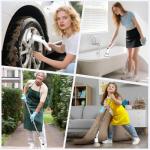 Electric Spin Scrubber,Cordless Cleaning Brush,Bathroom Shower Scrubber with Long Handle Adjustable,3 Speeds,IPX7 Waterproof,Digital Display,8 Replaceable Brush Heads for Tile Bathtub Car Kitchen Wall