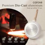 CAROTE Non Stick Frying Pan Skillet, Omelet Pan, Healthy Non Toxic Granite Chef Pan, Induction Compatible Egg Frying Pan with Heat-Resistant Handle, PFOA-Free,Cream White, 8"