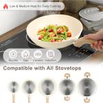 Ray Bear 11Pcs Nonstick Cookware Set, Aluminum Nonstick Pots and Pans with Lids & Wooden Handles, Silicone Spoons & Spatulas, Non-toxic Healthy Kitchen Cooking Sets, PFAS & PFOA Free