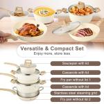 Ray Bear 11Pcs Nonstick Cookware Set, Aluminum Nonstick Pots and Pans with Lids & Wooden Handles, Silicone Spoons & Spatulas, Non-toxic Healthy Kitchen Cooking Sets, PFAS & PFOA Free