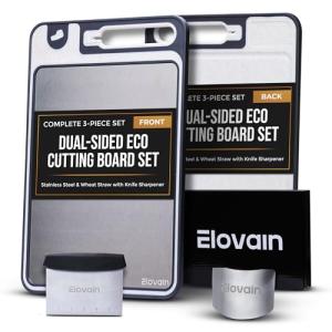 Elovain Dual-Sided Stainless Steel Cutting Board Set