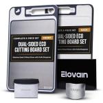 Elovain Dual-Sided Stainless Steel Cutting Board Set