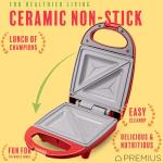 Ceramic Non-Stick Mini Sandwich Maker - Red
