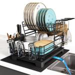 2-Tier Stainless Steel Dish Drying Rack with Drainboard