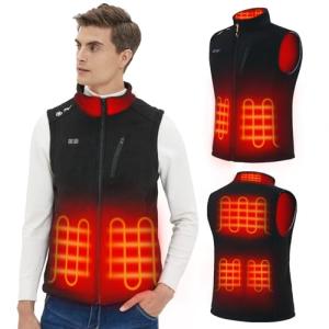 Men's Rechargeable Heated Fleece Vest with Battery