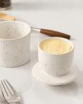 XELA Speckled White Ceramic Butter Crock