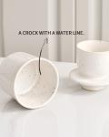 XELA Speckled White Ceramic Butter Crock