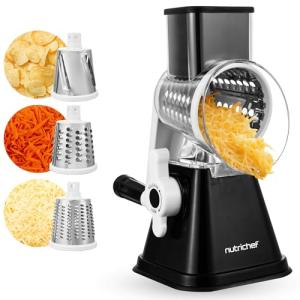 Nutrichef 3-in-1 Rotary Cheese Grater & Shredder