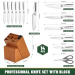 EWFEN 14-Piece Kitchen Knife Set with Block