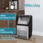Erivess 90lbs Commercial Stainless Steel Ice Maker