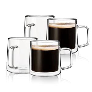 Double Wall Insulated Glass Coffee Mugs - Set of 4