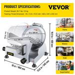 VBENLEM 12-Inch Electric Meat Slicer with Adjustable Thickness