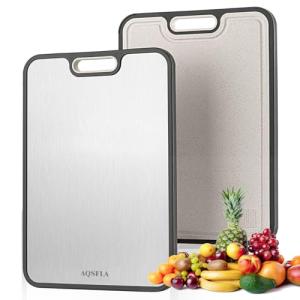 Double-Sided Stainless Steel Cutting Board 16x11 Inch