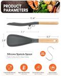 Nonstick Silicone Cooking Spoon with Wood Handle