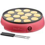 Mini Pancake Maker with 14 Holes, Red