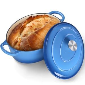 Blue 7QT Enameled Cast Iron Dutch Oven