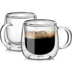 Double Walled Glass Coffee Mugs - 24oz Set