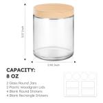 8 Oz Glass Jars with Woodgrain Lids, 2 Pack
