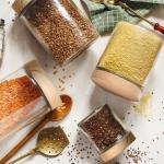 8 Oz Glass Jars with Woodgrain Lids, 2 Pack