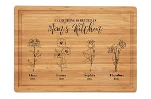 Custom Birth Flower Cutting Board for Mom