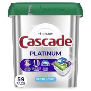 Cascade Platinum Dishwasher Pods, Fresh Scent, 59 Count