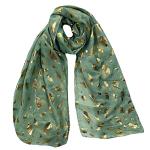 Mint Green-Gold Feather Scarf Shawl Wrap