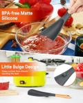 Silicone Cooking Spoon Set with Wood Handles