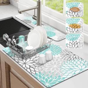 Findosom 2-Pack Dish Drying Mat Set with Splash Guard