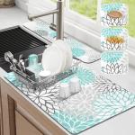 Findosom 2-Pack Dish Drying Mat Set with Splash Guard