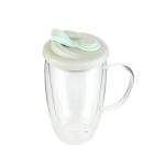 15-Ounce Double Wall Glass Travel Mug with Lid