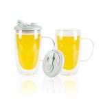 15-Ounce Double Wall Glass Travel Mug with Lid