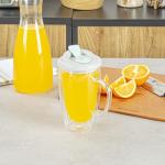 15-Ounce Double Wall Glass Travel Mug with Lid