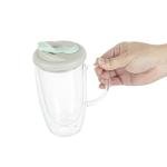 15-Ounce Double Wall Glass Travel Mug with Lid