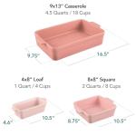 3-Piece Non-Stick Casserole Cookware Set - Pink