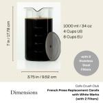 Cafe Crush Club 34oz French Press Replacement Glass