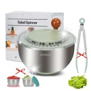 Large Stainless Steel Salad Spinner and Strainer