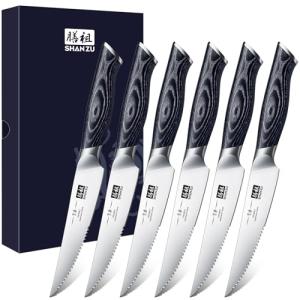 SHAN ZU 6-Piece Ultra Sharp Steak Knife Set