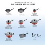 T-fal 18-Piece Nonstick Cookware Set, Red