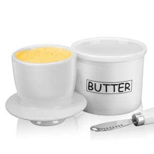 French Butter Crock with Knife for Soft Butter