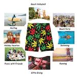 Beach Board Shorts with Rasta Marijuana Leaf Print
