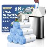 T.FORING Heavy Duty 18 Gallon Drawstring Trash Bags