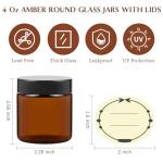 4 Oz Amber Glass Jars with Black Lids - 12 Pack