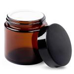 4 Oz Amber Glass Jars with Black Lids - 12 Pack