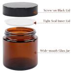 4 Oz Amber Glass Jars with Black Lids - 12 Pack