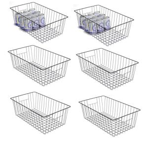 Freezer Organizer Bins - 6 Pcs, Durable Black