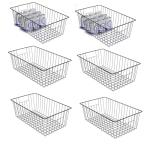 Freezer Organizer Bins - 6 Pcs, Durable Black